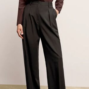 M.M. Lefluer The Zuri Pleated Trouser -Black Italian Wool Twill- NEW WITH TAGS